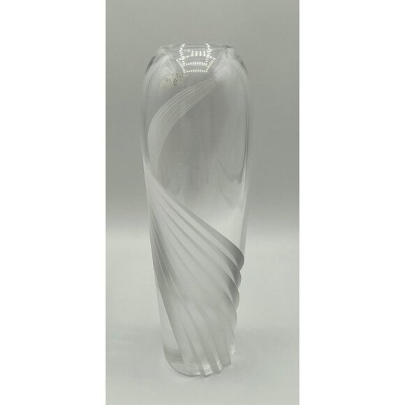 Handcrafted Lenox Crystal Windswept Bud Vase With Frosted Swirl Design - Picture 1 of 4